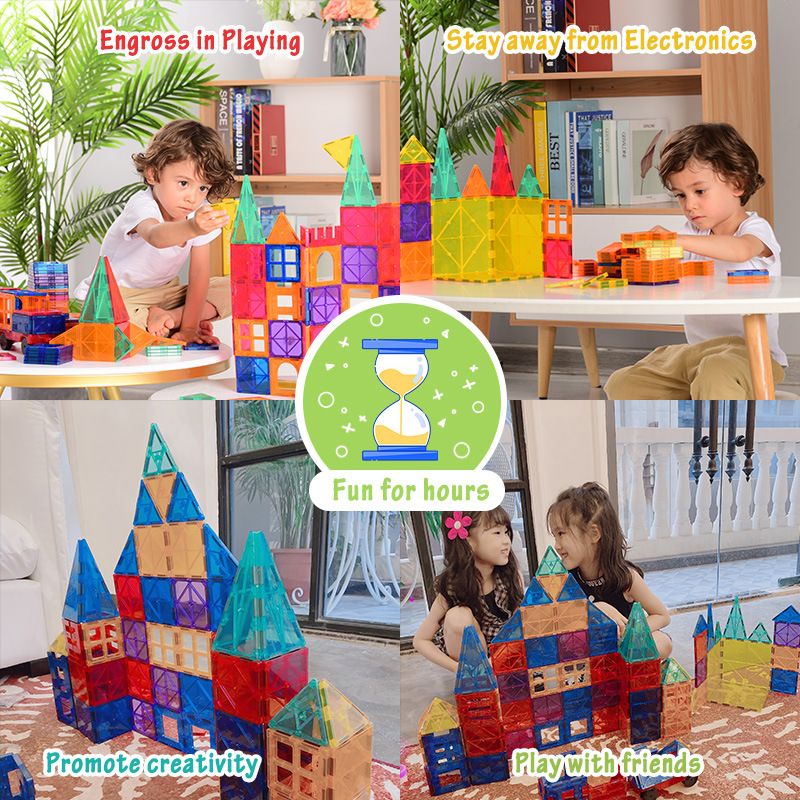 Ventana de color pieza magnética bloques de construcción para niños lezhi bloques de construcción magnéticos 48 piezas caja de color inglés juguetes transfronterizos