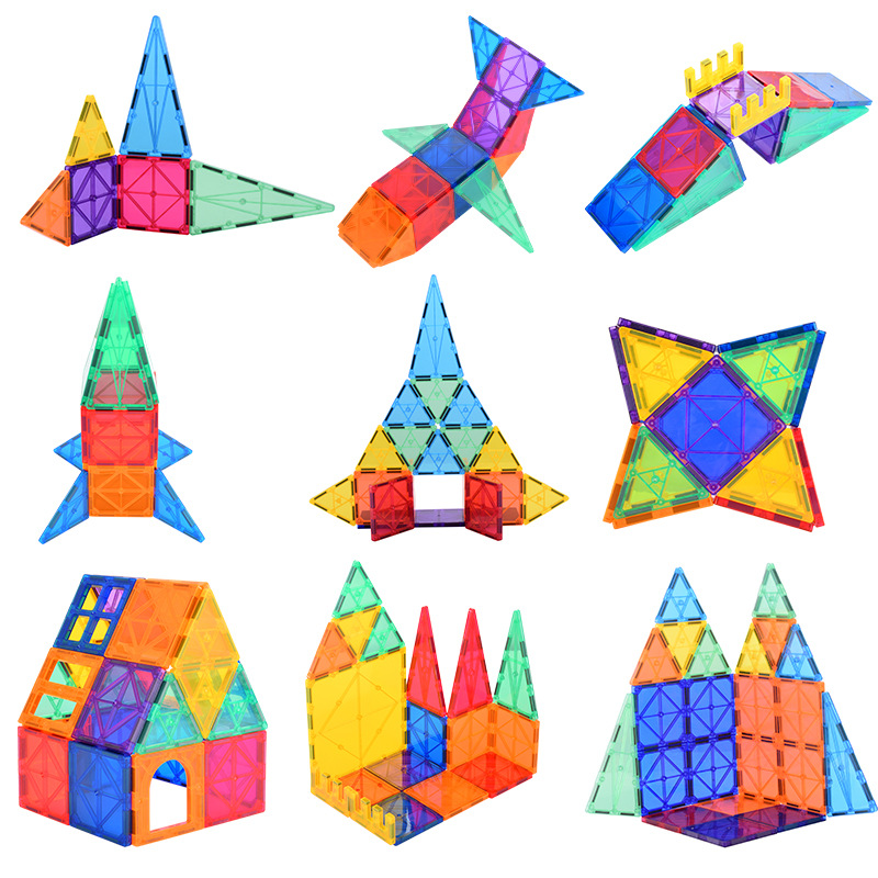 Ventana de color pieza magnética bloques de construcción para niños lezhi bloques de construcción magnéticos 48 piezas caja de color inglés juguetes transfronterizos