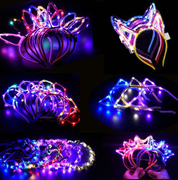 New TikTok Same Style Cat Ear Luminous Headband Rabbit Ear Flash Head Buckle Stall Hot Toy Floor Push