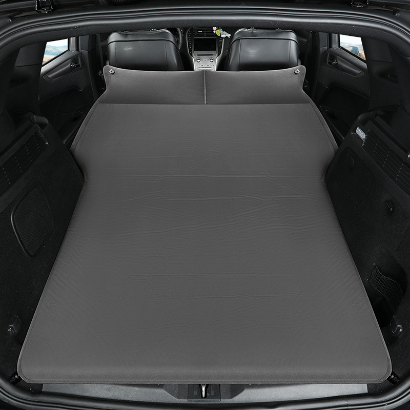 Vehicle-mounted inflatable bed, LIHHP Travel Air Mattress - model-b-luxury-suede-gray-flat-5cm-thick-curved-edge