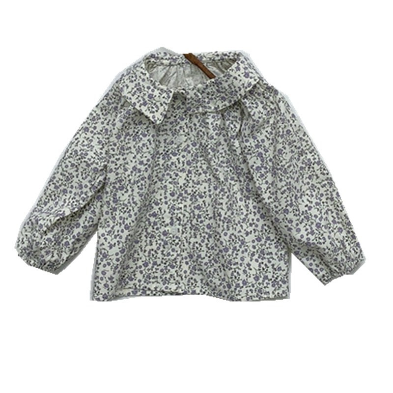Camisa de otoño para niños de estilo coreano bebé estilo occidental camisa de solapa floral de todo partido camisa de muñeca camisa de niña