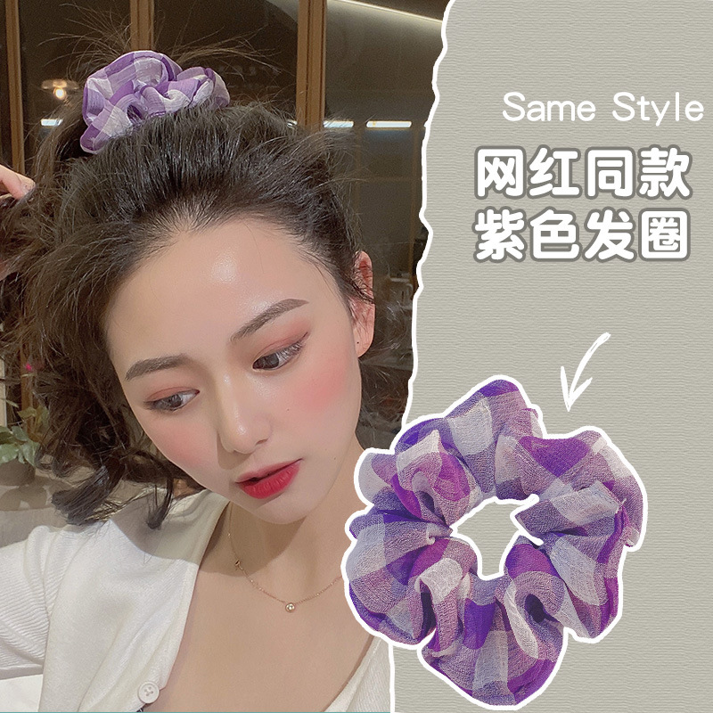 Ju Yiyi mismo estilo negro brillante Banda para el cabello del intestino grueso Simple retro Internet celebridad grasa salchicha ins accesorios para el cabello japonés y coreano cuerda para el cabello para las mujeres