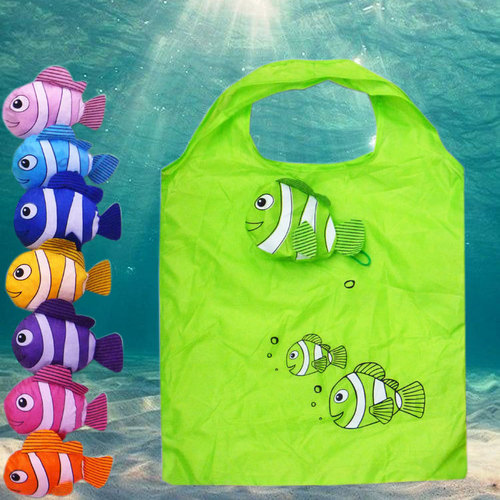 Nylon Cartoon Tropical Fish Tote Bag Clown Fish Folding Shopping Bag Gift Tote Bag Direct Manufacturer Sale