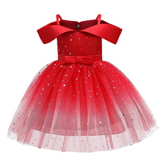 Women's Foreign Children's Summer Dress, European and American New Version Aisha Princess Dress, Sparkling Children's Graduation Performance Dress
