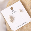 Silver needle, earrings, South Korean goods, Korean style, flowered