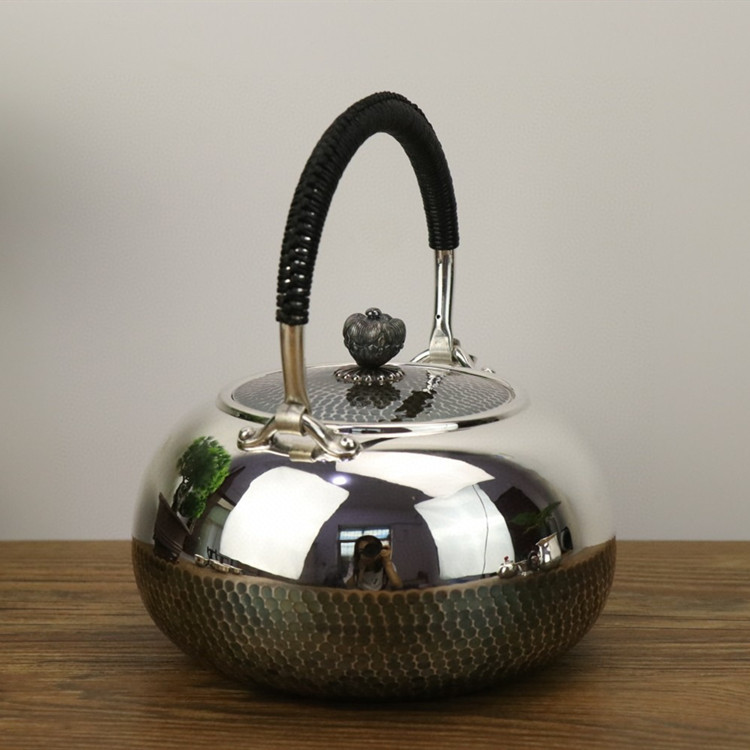 Silver Pot Teapot Foot Silver 999 Silver Tea Set Household Tea Ceremony Silver Tea Set Sterling Silver Kettle Gift Collection