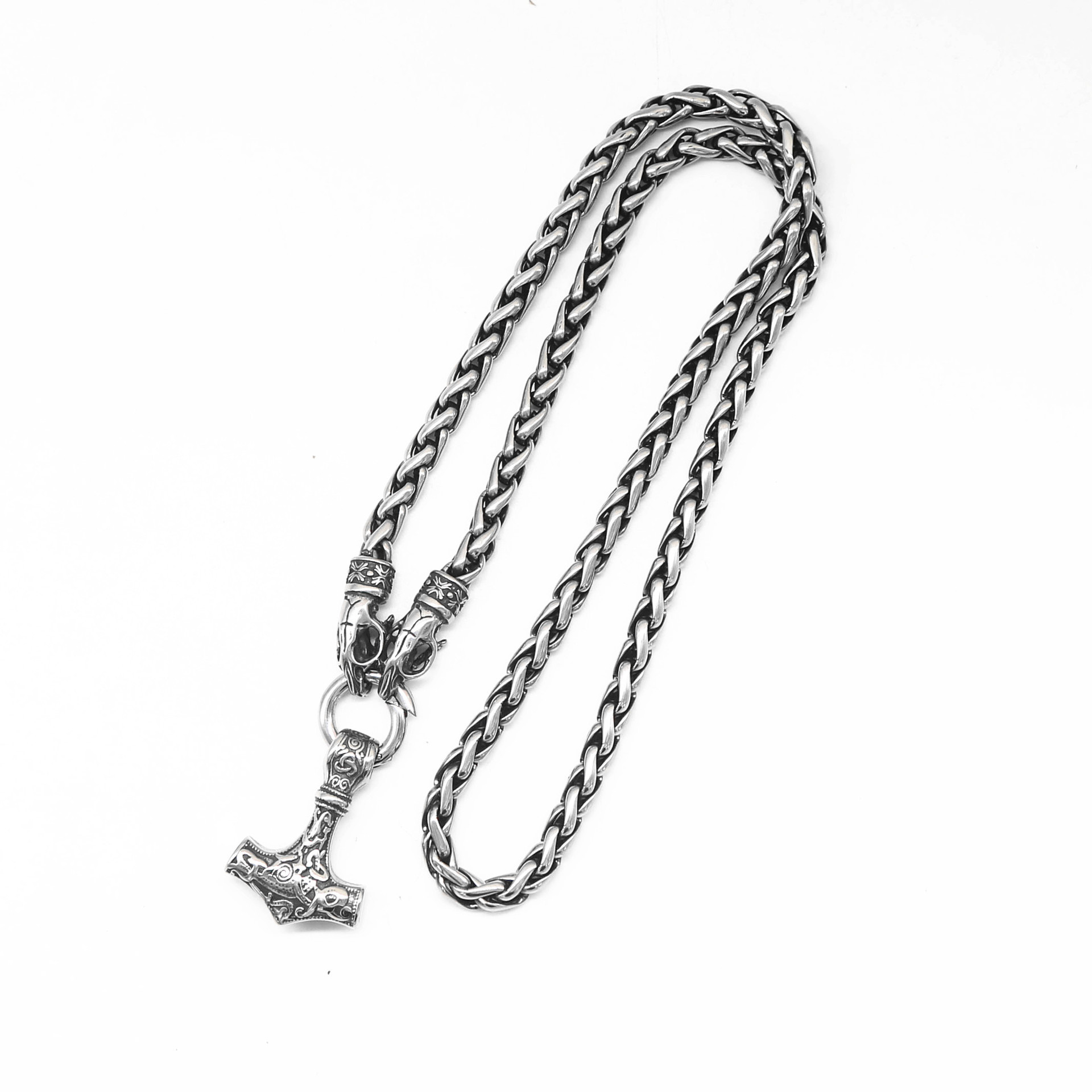 New Hip-Hop Boys and Girls European and American Style Fashion Titanium Steel Thunder Hammer Pendant Necklace 316 Stainless Steel Necklace