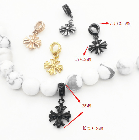 Titanium steel accessories beaded beaded bracelet cross small pendant spacer five color optional diy jewelry accessories wholesale