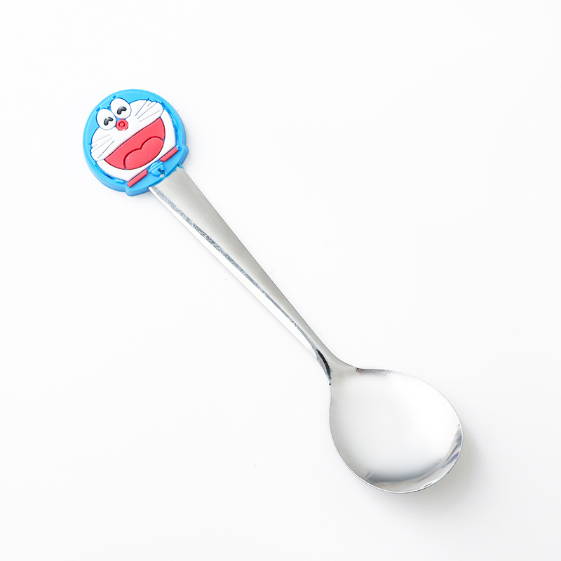 T Cartoon Stainless Steel Spoon, Cute Silicone Handle For Children, Stylish Coffee Stirring Spoon_voghion.com
