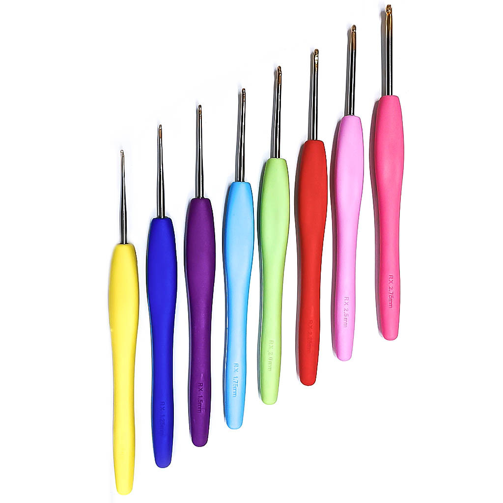 Herramientas de tejer suéter aguja de encaje fino suave mango crochet imitación ambigua crochet un conjunto de 8 bolsas