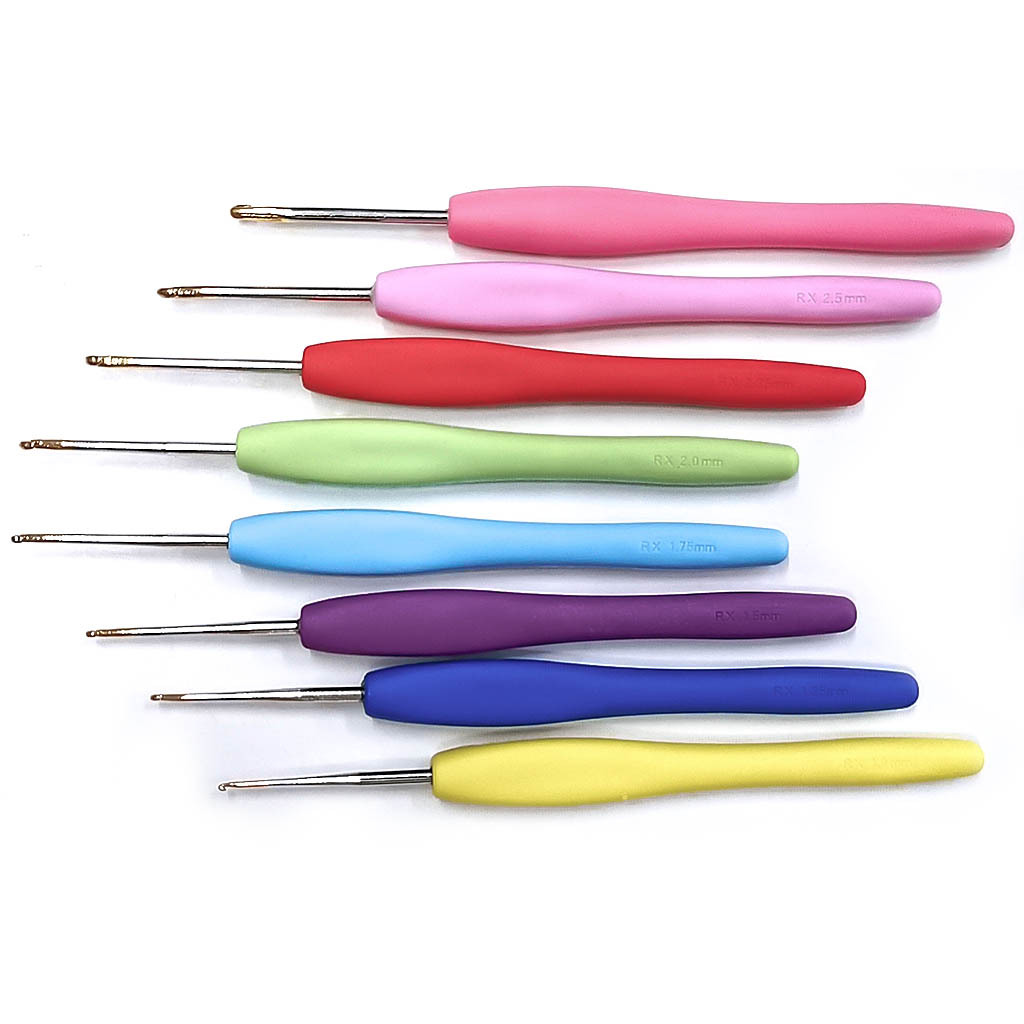 Herramientas de tejer suéter aguja de encaje fino suave mango crochet imitación ambigua crochet un conjunto de 8 bolsas