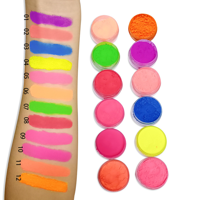外贸新款12色 单层荧光粉 荧光眼影粉持久显色  无LOGO可DIY