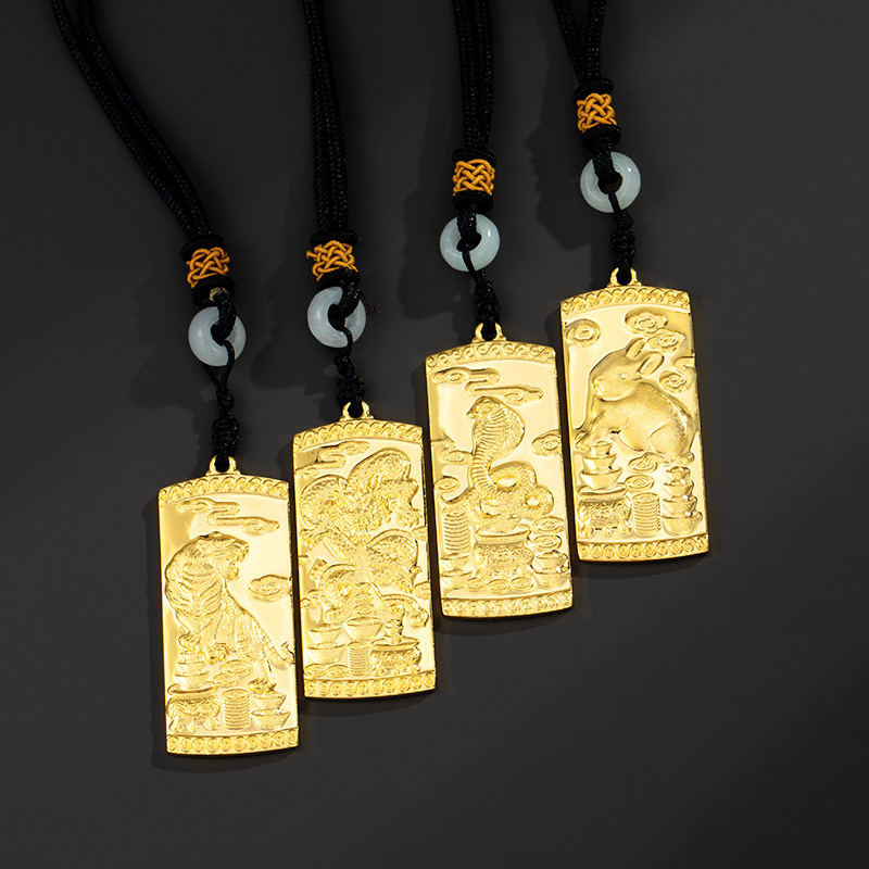 Xuping Collar con colgante de los 12 signos del zodiaco – estilo étnico, chapado en oro 24K