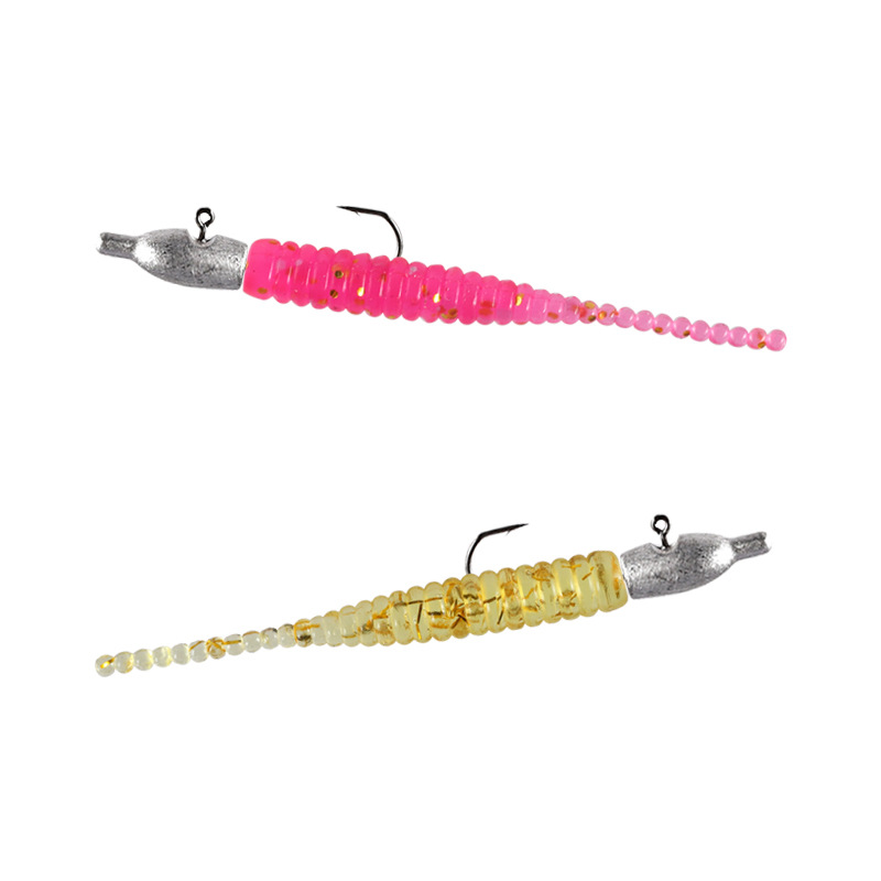 50 unidades de agua de mar de agua dulce multifuncional gusano suave cebo falso Luya cebo suave Venta caliente RAÍZ DE PESCA cebo traje de cabeza de plomo