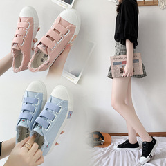 Velcro Canvas Shoes for Women, 2024 Spring New Arrival, Korean-Style Flat-Soled Sneakers for Students, Slip-On Sports Casual Fashionable Canvas Shoes