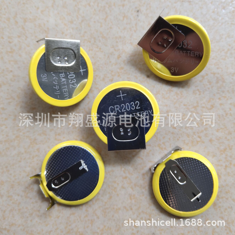 供应3V CR2032纽扣卧式3脚焊脚电池脚距按客户要求翔盛源