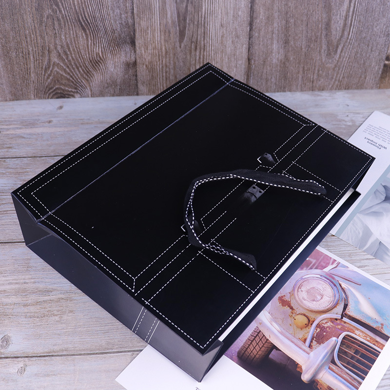 礼品袋现货送礼时尚大牌黑色纸袋购物袋大小号服装店男装衣服袋子