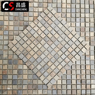 天然石材板岩马赛克 文化石23*23 300*305青色锈色黑绿色卫主间-阿里巴巴