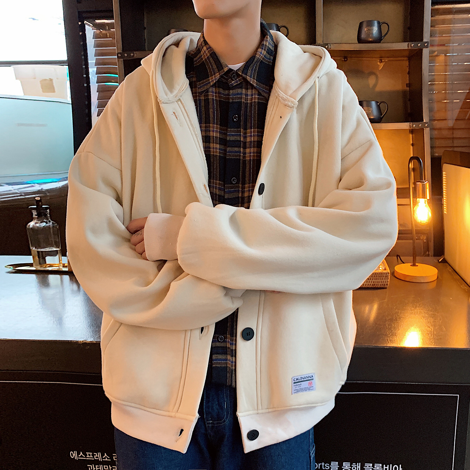 コート男性春秋新作男性帽子付きカジュアルジャケット男性野球服カーディガン