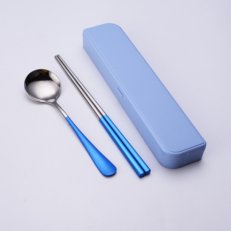 Convenient tableware, chopsticks, fork, spoon, set, (Physicals), 3 piece set, color