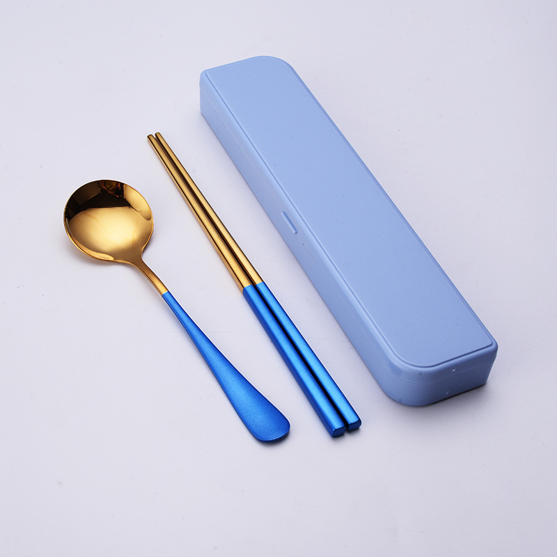 Convenient tableware, chopsticks, fork, spoon, set, (Physicals), 3 piece set, color