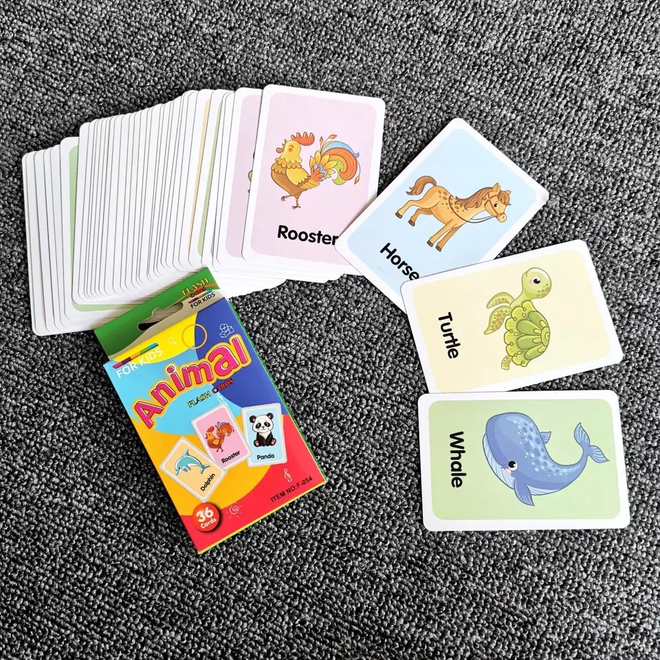 Spot Wholesale Cross-Border 10 Early Education Enlightenment Kidsren's Shape Color Animal Alphabet English Learning Cards
