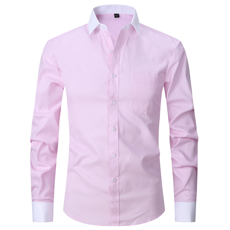 Camisa negra camisa de manga larga de los hombres de negocios camisa formal delgada gemelos franceses de color sólido novio boda Vestido de los hombres