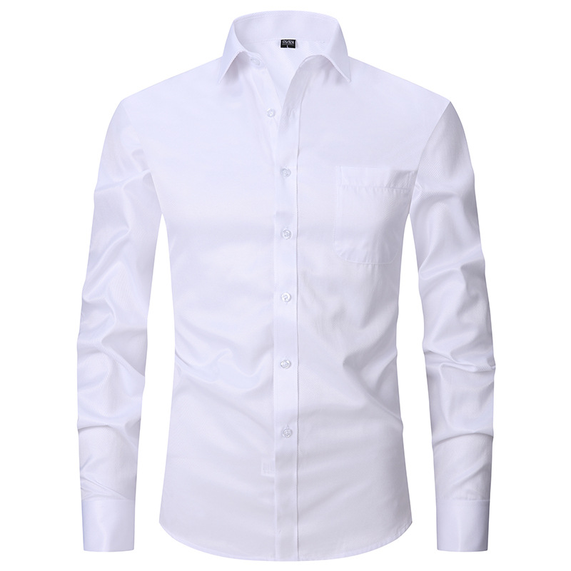 Camisa negra camisa de manga larga de los hombres de negocios camisa formal delgada gemelos franceses de color sólido novio boda Vestido de los hombres