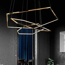 后现代六边形环形几何吊灯设计师创意个性样板房不锈钢金色轻奢灯