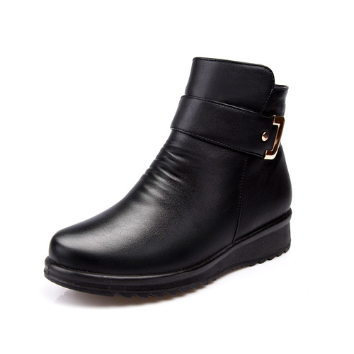 Mother's shoes, winter cotton shoes, plus velvet, autumn and winter non-slip warm boots for the elderly, middle-aged women's shoes, leather shoes, middle-aged winter shoes