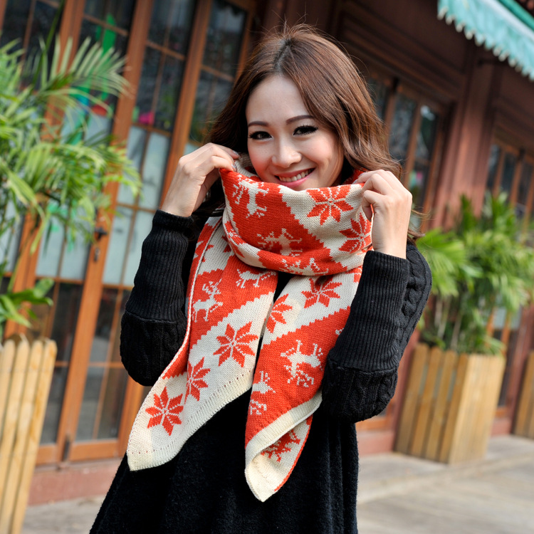 Tejer fabricante ciervos jacquard invierno cálido chal bufanda de sarga de lana de acrílico se puede dibujar y la muestra se puede fijar