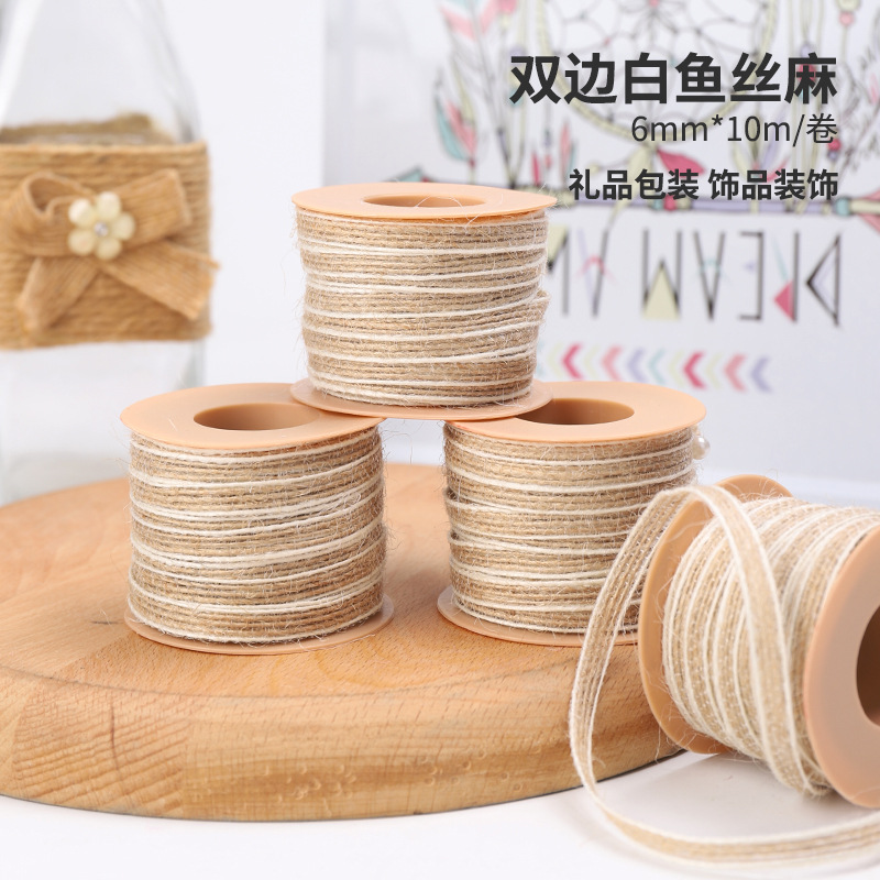 Directo de fábrica de color mezclado tejido de pescado de seda de cáñamo 0,5 cm natural de seda de pescado de cáñamo DIY decoración del hogar simple Retro