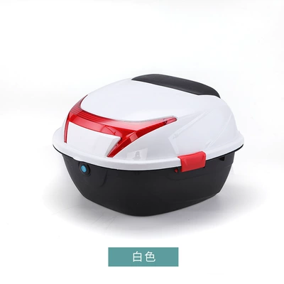 Factory wholesale electric car trunk motorcycle tail box scooter storage box toolbox battery car back box (Motorcycle trunk) - white-with-lockwaterproof-and-stain-resistant