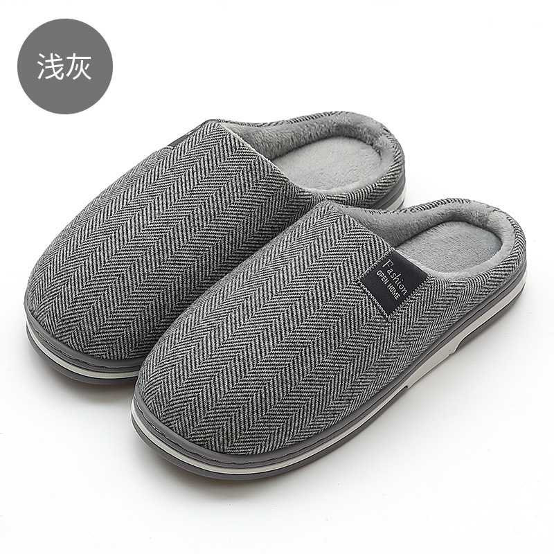 Zapatillas de algodón para mujeres Otoño e Invierno hogar interior de suela gruesa antideslizante cálido furry zapatillas de confinamiento para hombres invierno