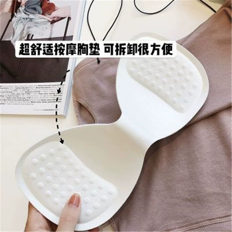 Cotton removable colored breast pads, vest, thin strap, beautiful back, lifting effect