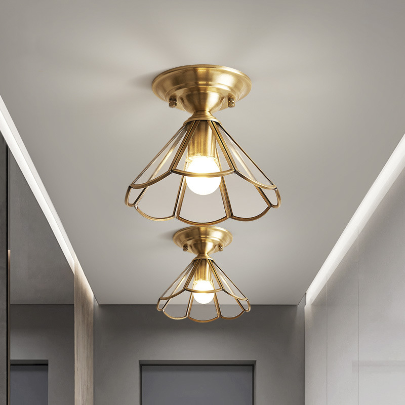 European-style all-copper aisle Light Corridor light American-style simple entrance hall balcony light cloakroom small ceiling light