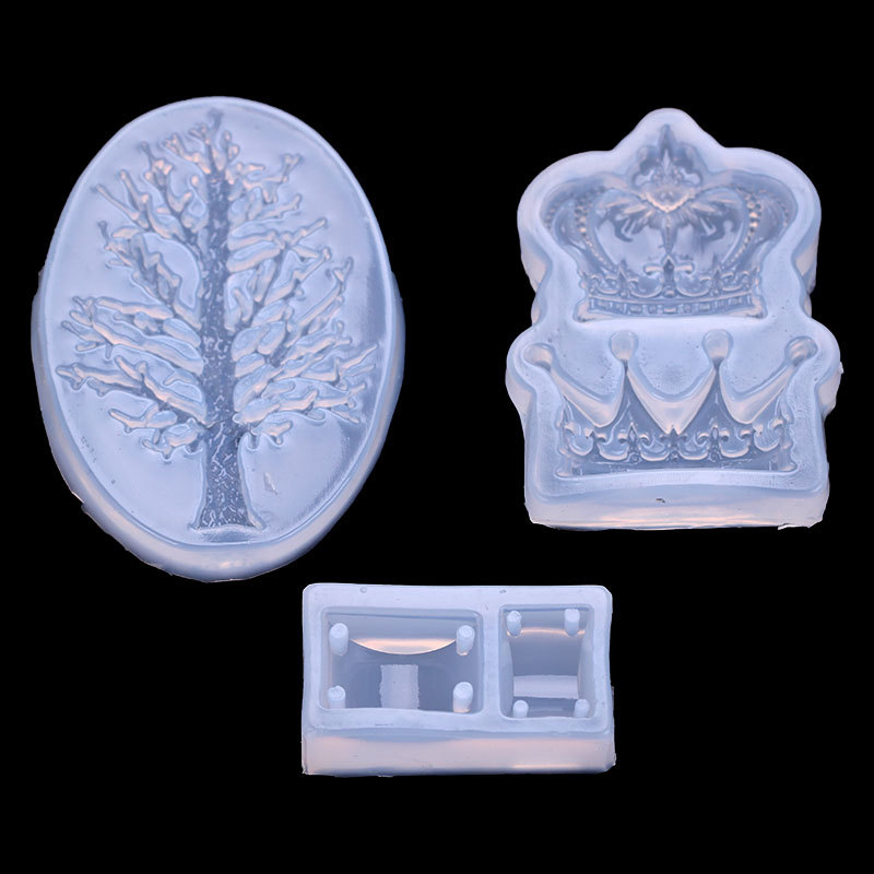 Espejo DIY epoxi molde llavero colgante pequeño árbol corona con agujero cuentas joyería accesorios decorativos