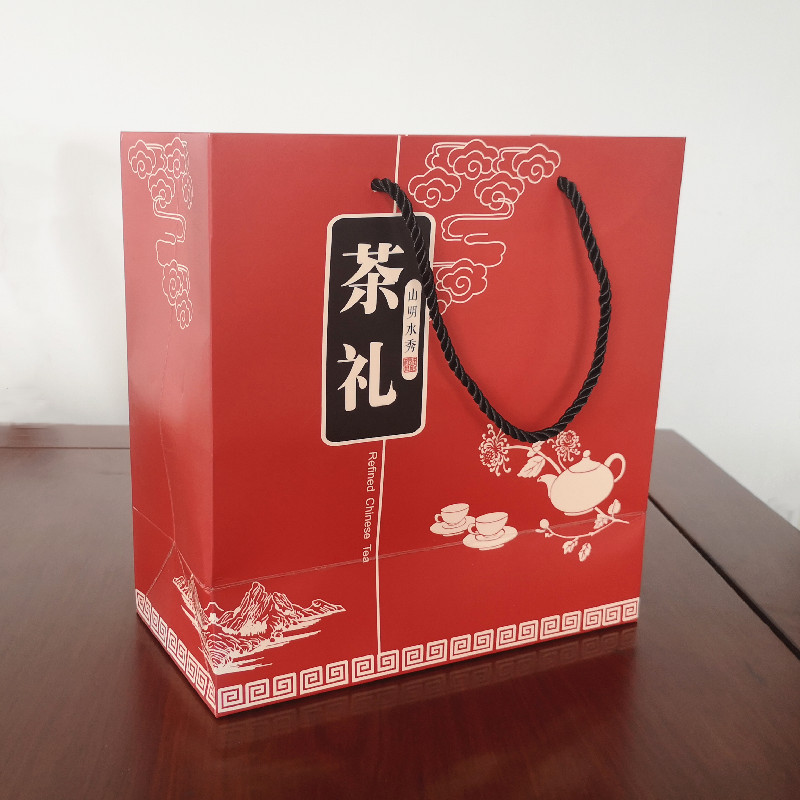 现货白卡凹凸茶罐纸袋子 茶礼UV单双个袋 礼品包装茶叶罐手提袋