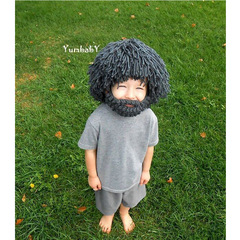 Foreign trade wig hat, beard hat, hand knitted hat, children's decorative warm wool hat