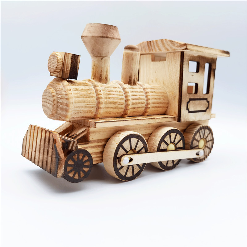 Factory Direct supply wooden locomotive head antique steam decoration wooden engineering vehicle decoration toy model scenic spot