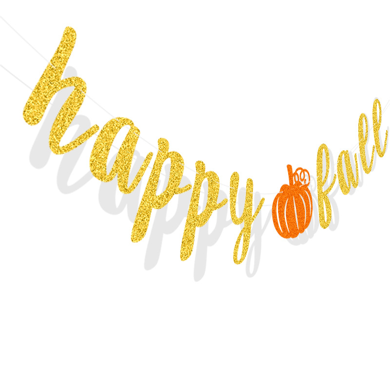 Acción de Gracias fiesta decoración Maple Leaf suministro directo de fábrica calabaza feliz otoño brillo Garland bandera transfronteriza