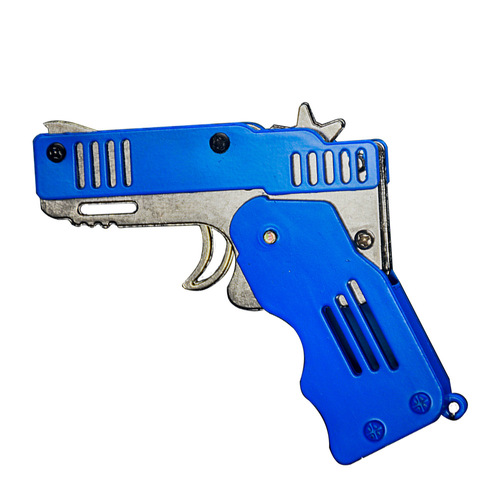 Foldable rubber band gun, children's toy gun, all-metal burst gun, rubber band gun, same style as gift for boys