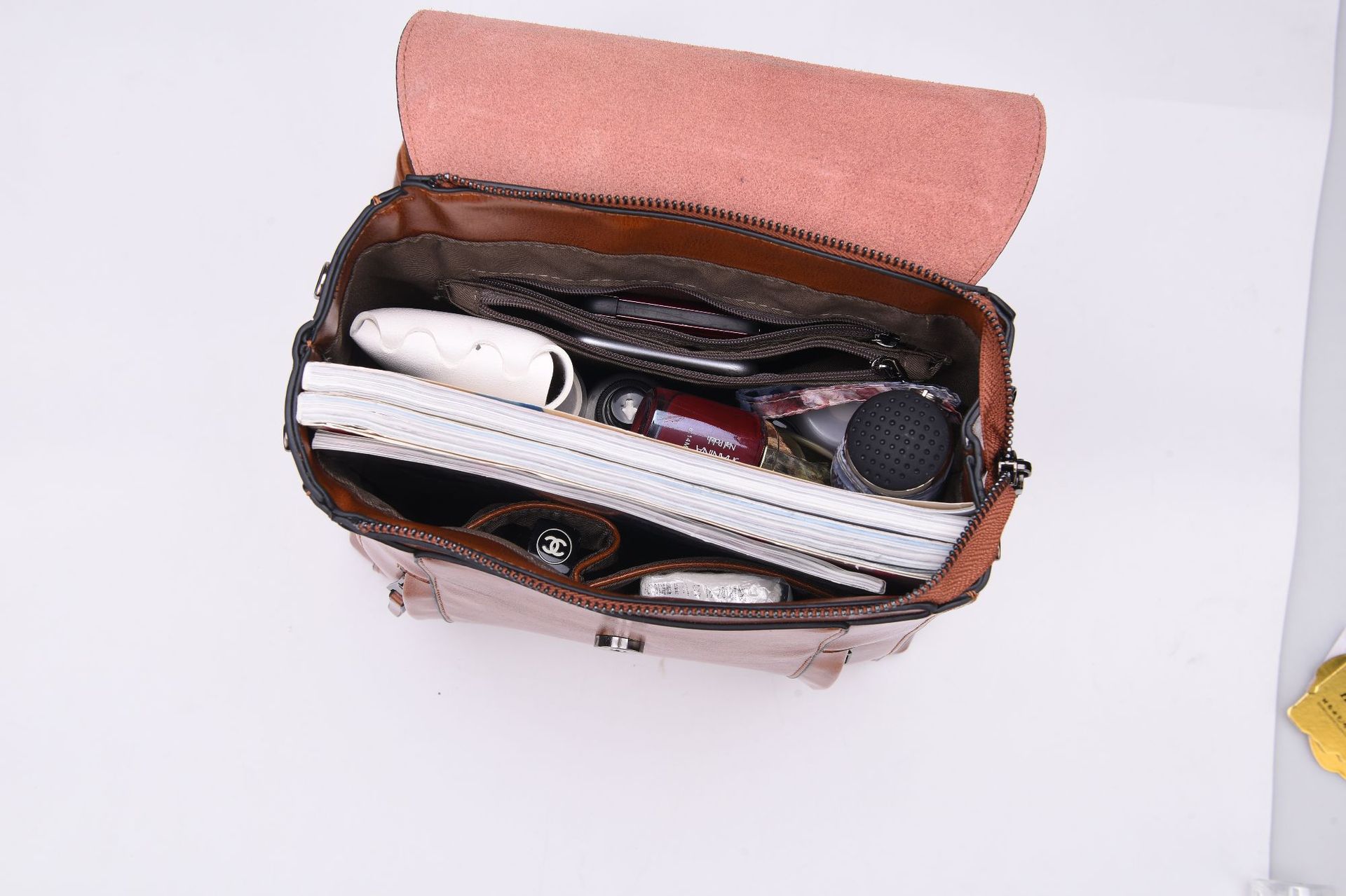 Women's Backpack, High-quality Genuine Leather Large Capacity Multi Interval Student Backpack, Can Be Slung Over One Shoulder._voghion.com