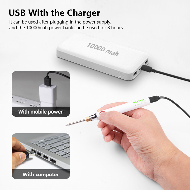 5V 8W baja tensión portátil mini USB soldador eléctrico al aire libre trabajo aéreo puede ser equipado con Banco de potencia handskit