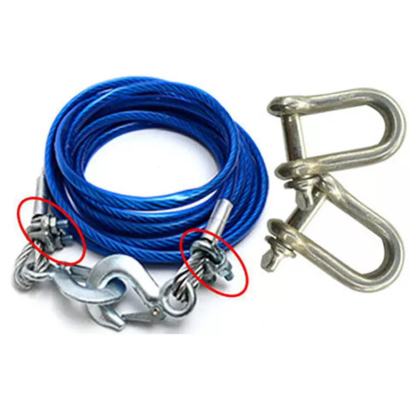 汽车拖车绳牵引绳 车用应急救援钢丝尼龙超强承重3吨5吨4米拉车绳