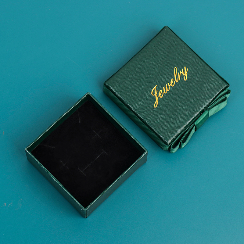 En stock al por mayor de la vendimia caja de la joyería verde oscuro arco de joyería caja de embalaje collar pendientes caja del anillo