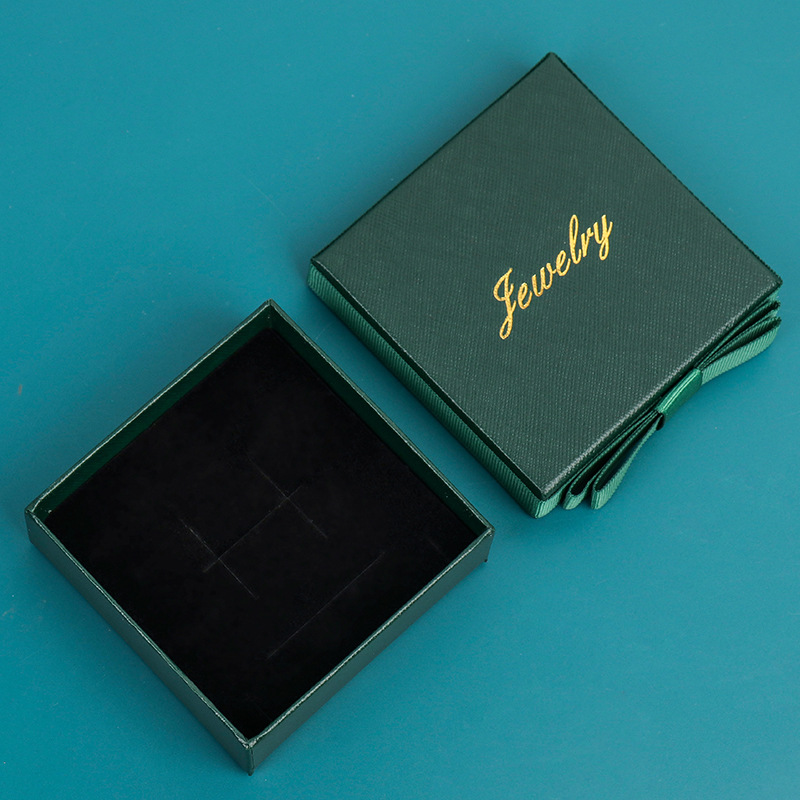 En stock al por mayor de la vendimia caja de la joyería verde oscuro arco de joyería caja de embalaje collar pendientes caja del anillo