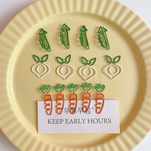 Cartoon cute fruit carrot paper clip white radish note holder simulated white radish paper clip office stationery