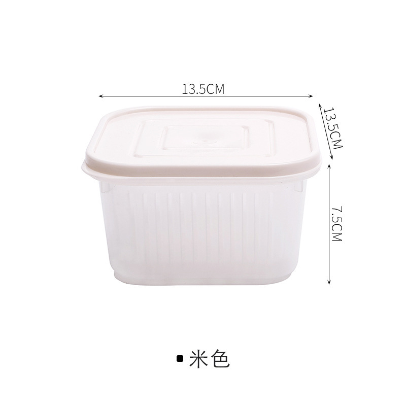 Caja de preservación de chips de jengibre de cebolla verde con tapa caja de almacenamiento de drenaje refrigerador caja de almacenamiento de frutas vegetales cocina tanque de sellado cuadrado