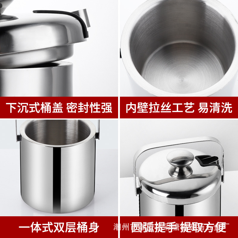 Cubo de hielo de acero inoxidable 304 transfronterizo de doble capa portátil 1.3L cubo de hielo recto de doble capa Cubo de champán suministros de hotel